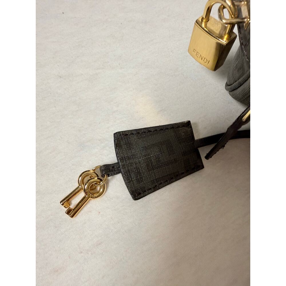 Authentic Fendi Zucca Studded Forever Bauletto Boston Bag Grey Spalmati Canvas - Picture 11 of 14